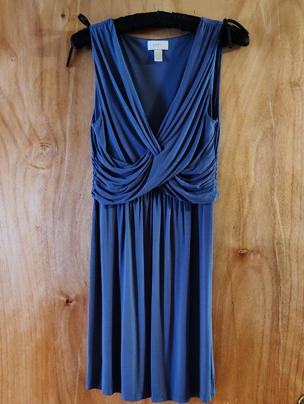 *Like New* Ann Taylor LOFT Factory Sleeveless Dress Purple-Blue Draped Front XS